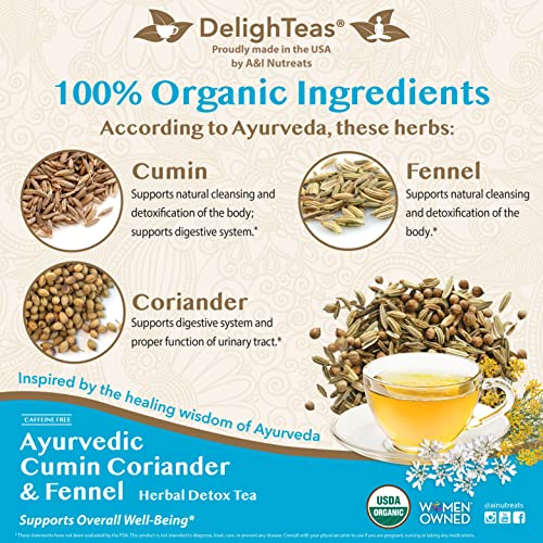 DelighTeas Organic Digest & Detox CCF Tea Ayurvedic Cumin, Coriander