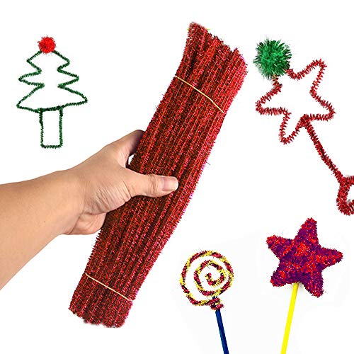 Pipe Cleaners Chenille Stems for DIY Art Craft 6 mm x 12 Inch 100 Pieces,Red
