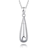 925 Sterling Silver Urn Pendant Necklace Teardrop Cremation Jewelry for Ashes Memorial Keepsake for Women