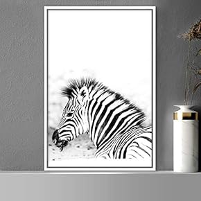 signwin Framed Canvas Wall Art Duotone Zebra Animals...