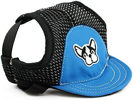 COOSIC Dog Hat Pet Baseball Cap Dogs Sport Hat Visor Cap with Ear Holes and Chin Strap for Dogs and Cats 3 Sizes 2 Colors (S, Blue)