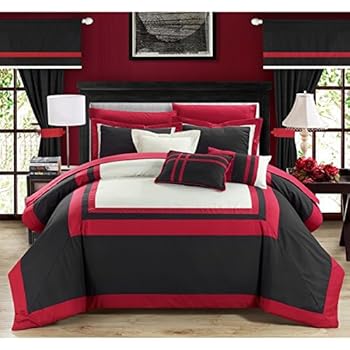 Amazon.com: PH 20 Piece Queen Red and Black Comforter Set