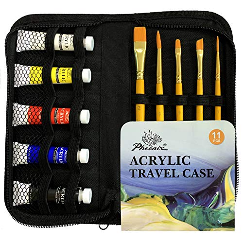 PHOENIX Acrylic Paint Set with Zip Carry Case Paint and Brush Set