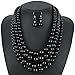 KOSMOS-LI Multi Layer Pearl Strand Necklace Bracelet And Earring Imitate Black Pearl Jewelry Sets For Women