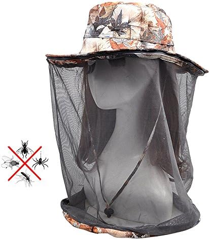 Outdoor Sun Hat with Mosquito Nets, Removable Mosquito Head Net Male and Female Protective Cap. (khaki)