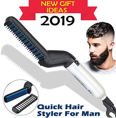 Electric Hair Comb For Men, Curly Hair Straightening Comb,Man's Style Magic Massage Comb, Hair Straightening/Curler Permed Clip Comb For DIY Flexible Modeling,Natural Side Hair Detangling