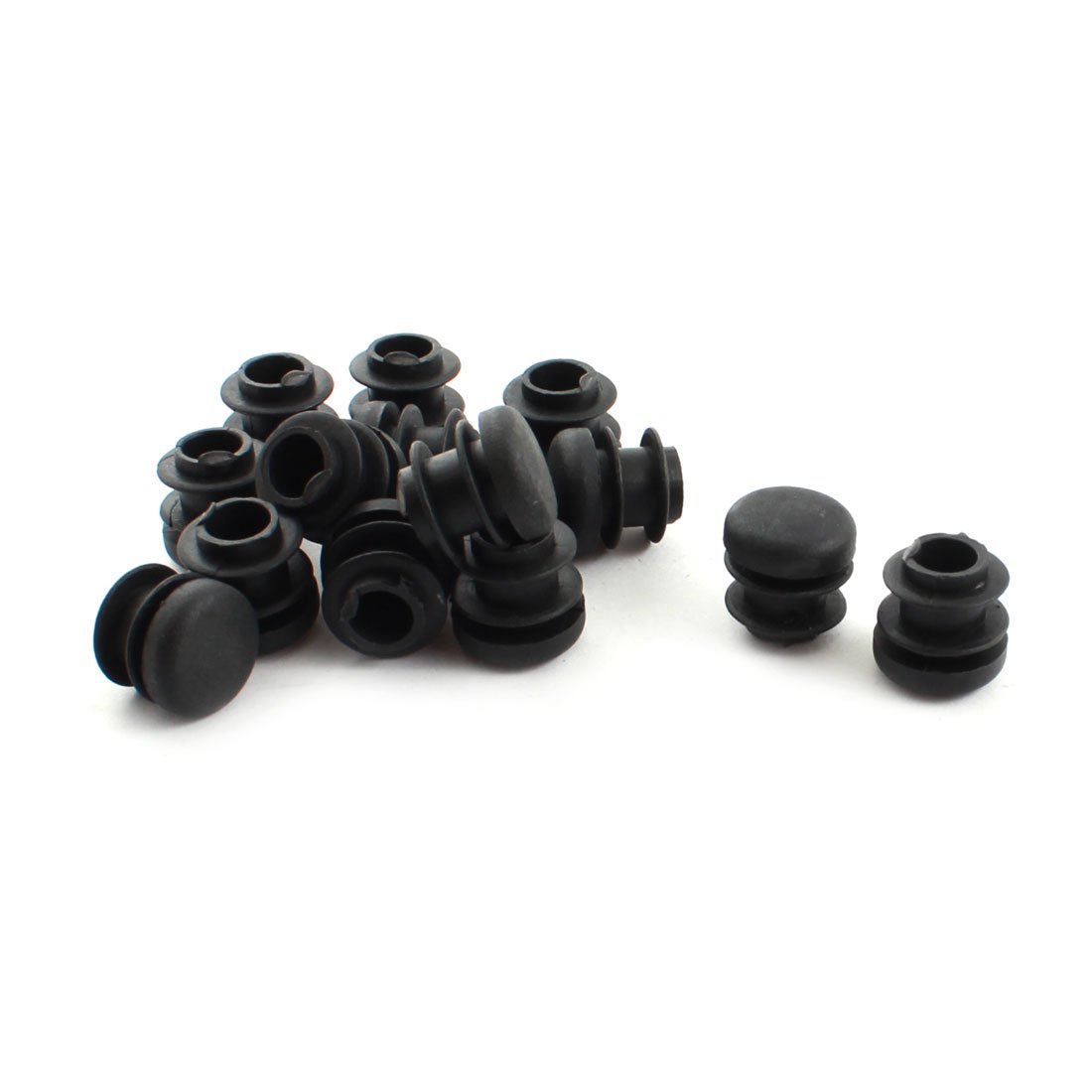 sourcingmap 15Pcs Black Plastic Blanking End Cap Round Tube Insert Pipe Bung 15mm