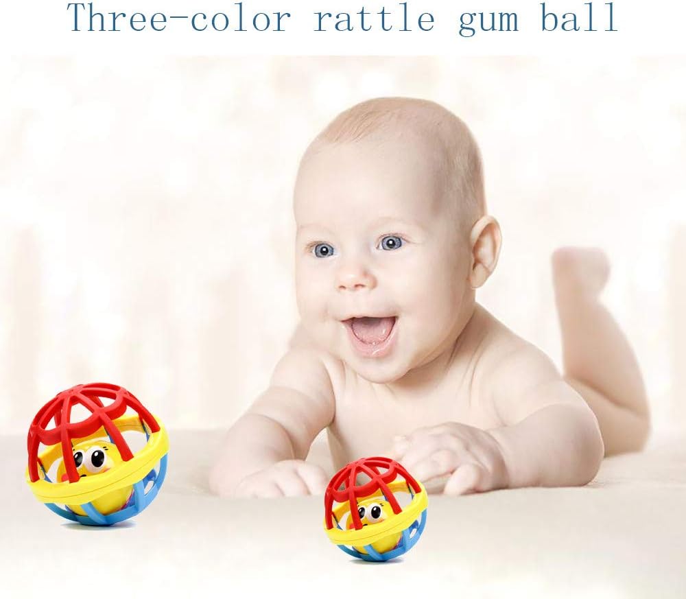 Safety Baby Toddler Teether Hand Shake Bell Two-color rattle ball bottle toy