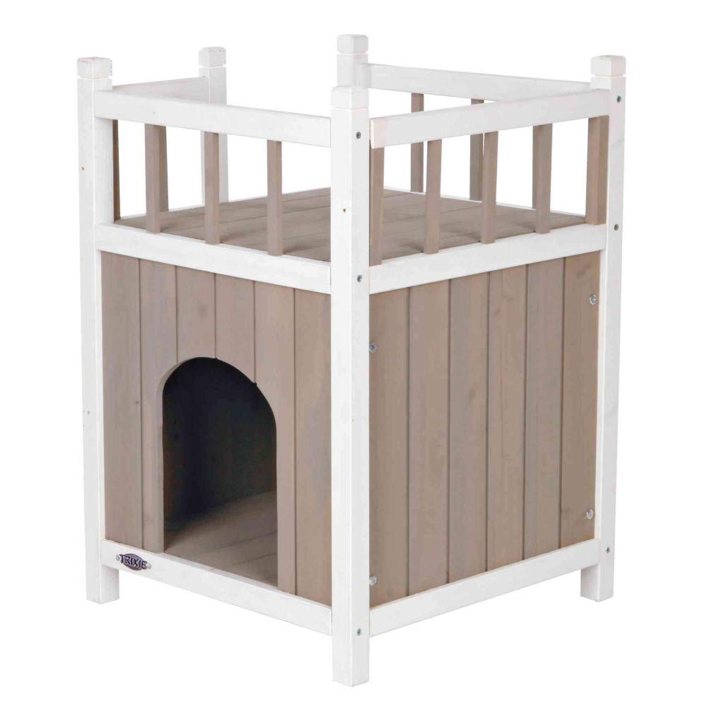 Trixie natura Cat's Home mit Balkon, 45 × 65 × 45 cm, grau/weiß