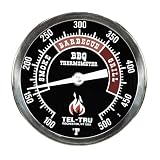 Tel-Tru BQ300 Barbecue Thermometer, 3 Inch Black Dial With Zones, 4 Inch Stem, 100/500 Degrees F