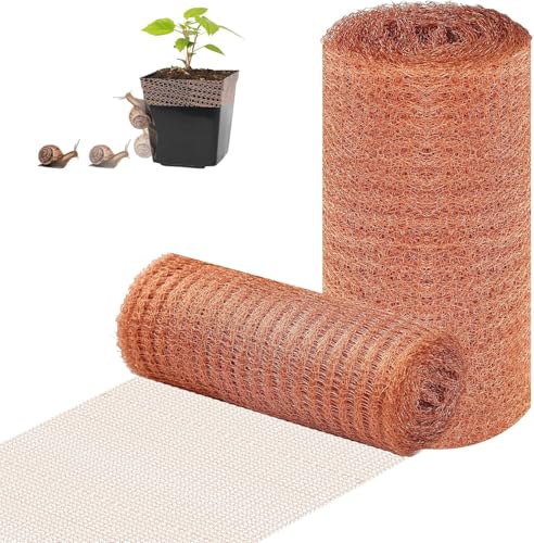WUFANC 2 Volumes Copper Netting, 12.7cm x (10M+6M), Anti Snail Netting for Vegetable Garden, Raised Bedspread, Double Layer Mesh Copper Mesh Snails to Cut, Suitable for Garden, Balcony