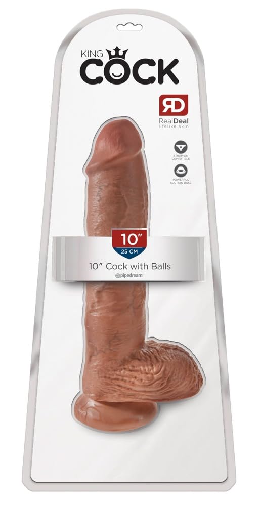 King Cock 10" Cock with Balls Tan 25.5 cm