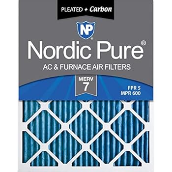 Nordic Pure 10x20x1 MERV 7 Plus Carbon Pleated AC Furnace Air Filters, 12 Pack, 12 PACK, 12 PACK (Renewed)