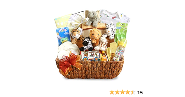 california delicious noah's ark arrival baby gift basket