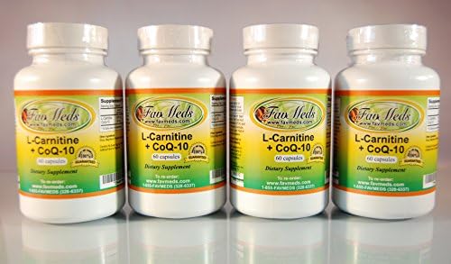 L-Carnitine 600mg + Coq-10-4 Bottles - 240 [4x60] Capsules