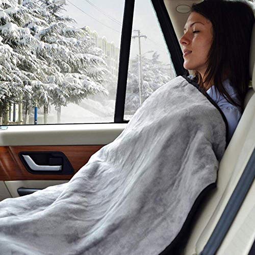 GEMGO Electric Car Heating Blanket, 12V Lattice Fleece Car Constant Temperature Car Electric Warm Blanket for SUV Vehicle Truck Boats RV, Winter Cold Weather Travel Camping (Grey) - Thumbnail 5