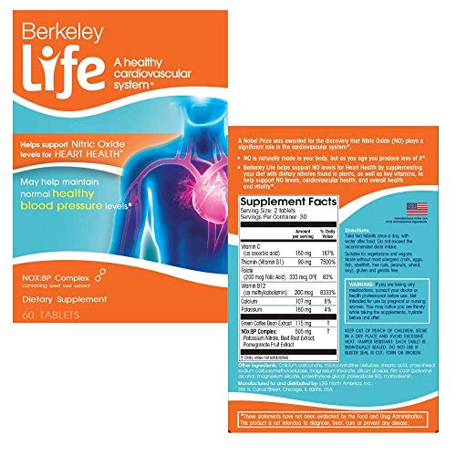 Berkeley Life Nitric Oxide Boost 1 Blood Pressure Support Supplement