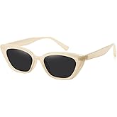 WOWSUN Small Cat Eye Sunglasses Womens Retro Narrow Trendy Polarized Sunglasses