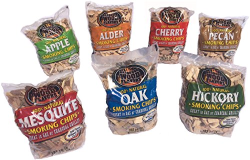 7 Flavor Smoking Wood Chip Variety Bundle - Set of 7 Large 2 lb Bags (Oak, Cherry, Mesquite, Hickory, Pecan, Apple, Alder)