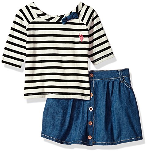 U.S. Polo Assn. Little Girls' Fashion Top and Skirt Set, Black, 5