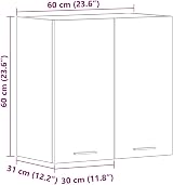 vidaXL Hanging Cabinet Sonoma Oak Engineered Wood 60x31x60 cm Moisture view 3