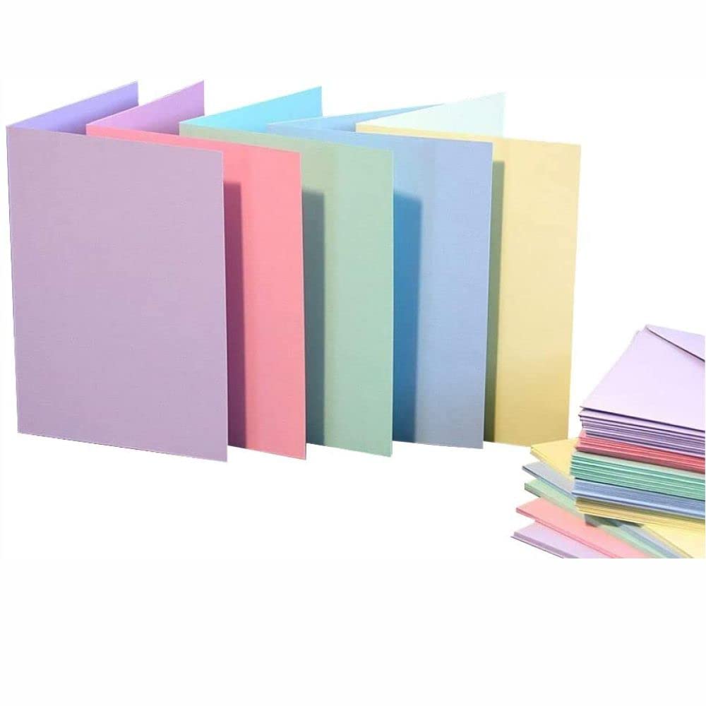3 Ace Crafts C6 Pastel Colors Cards and Envelopes for Card Making (10) for Greetings, Thank You Cards with Envelope, Valentines, Thanksgiving, Christmas Invitation, Card Making Kit for Craft Activity