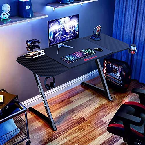 LEMBERI 63 inch Gaming Desk, ZShaped Computer Desk with Free Large