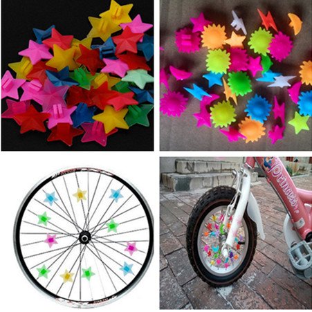 AISHEMI About 72 PCS Different Designs Bike Bicycle Wheel Spoke Beads Plastic Clip Spoke Bead Bicycle Beads Wire Beads Decorations