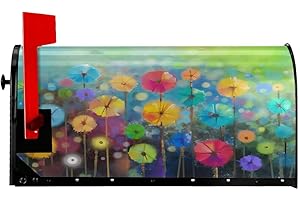 DMERBYL Seasonal Nature Spring Summer Autumn Winter Flowers Mailbox Covers Standard Size Abstract Floral Watercolor Rainbow D