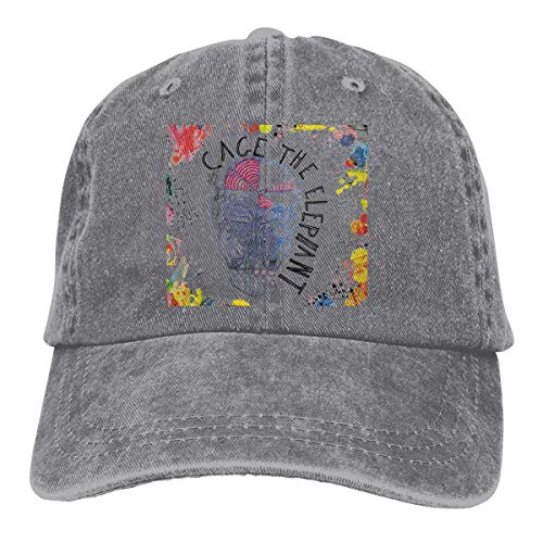 Eileen M Brown Cage The Elephant Unisex Washed Cap Adjustable Cowboy Cotton Ball Hat Gray