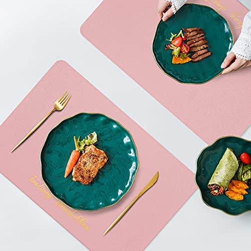 ALLONWAY Platzset, PU Leder Tischset, Tischsets Abwaschbar, wasserdichte Und Abwischbar Platzset, Platzdeckchen rutschfeste für Küche Speisetisch, Rosa, 45 cm × 32 cm (4er Set)
