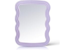 DEMONWER 7.3x5.5 Inch Table Desk Makeup Mirror Purple Portable Folding Mirror with Bracket for School Student Locker Home Table Locker Hanging Accessories
