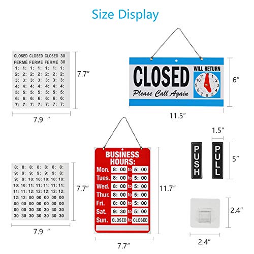 image for Yoklili Open Signs, Business Hours Sign Open Closed Sign Push Pull Doo