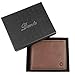 RFID Blocking Cowhide Leather Bifold Wallet for Men with 2 ID Windows(Brown- Sheepskin Leather)