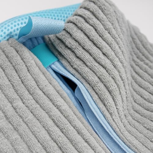 Saco de Lavagem para Tênis e Sapatos, Amarelo e Turquesa, Microfibra Chenille, com Zíper, Proteção para Máquina de Lavar (Cinza)