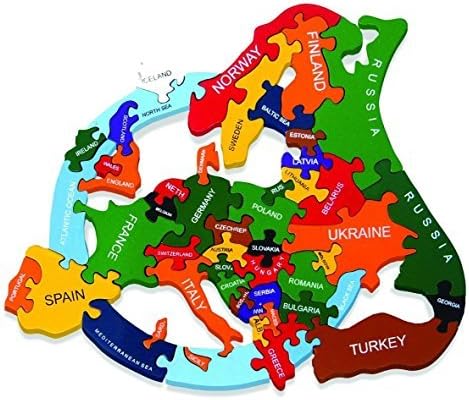 Wooden Map of Europe Jigsaw Puzzle Handmade in Ireland by Alphabet Jigsaws