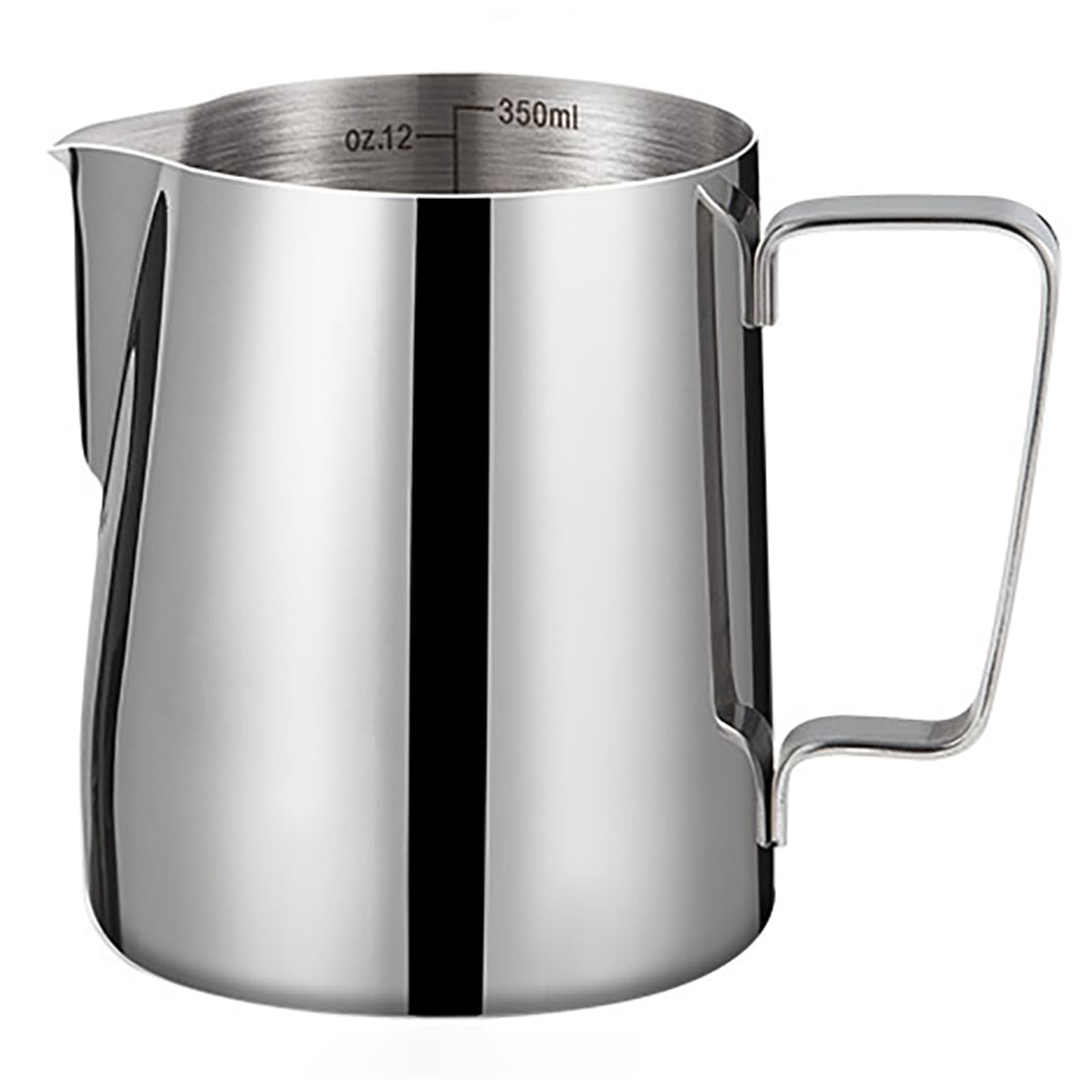 Hoshen Stainless Steel Espresso Steaming Pitcher，Milk Frothing Pitcher, Latte Art Cup, Espresso Latte Cappuccino Steaming Pitcher Cup 350ML Silver