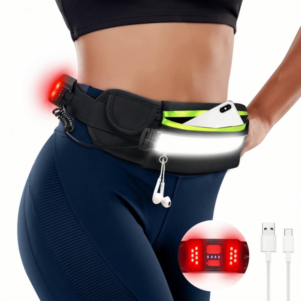 Photo 1 of Hopedone Running Light, 230°Wide-Angle 1000Lumens Night Waliking Light on Running Waist Belt Rechargeable Runners Safety Lights with Adjustable Large Pocket Fanny Packet for Runners Jogging (Black)