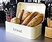 Bread Box for Kitchen Counter - Stainless Steel Bread Bin, Dry Food Storage Container for Loaves, Pastries, Toast and More - Retro Vintage Design, Cream, 16.75 x 9 x 6.5 Inches