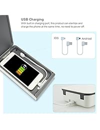 teléfono inteligente UV Sanitizer portátil luz UV teléfono celular esterilizador limpiador función de aromaterapia Disinfector con cargador USB para iPhone, Android teléfono inteligente cepillo para polvo de dientes joyería relojes, Blanco