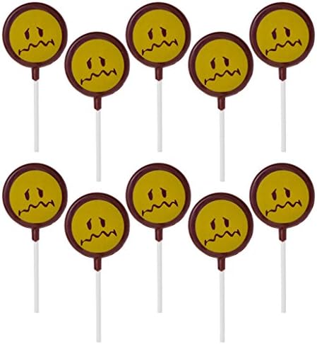 Smiley World Emoji Face Expressions Dark Chocolate Lollipops Sucker "GET WELL" Gourmet Holiday Mothers Day Gift Pack (10 Pk)