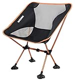 MARCHWAY Ultralight Folding Camping Chair with Large Feet, Portable Compact for Outdoor Camp, Travel, Beach, Picnic, Festival, Hiking, Lightweight Backpacking (Orange)