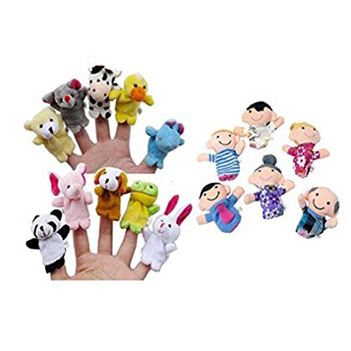 image for Tsmile Finger Family Puppets - People & Animals - 16 pcs - Finger Pupp