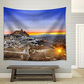 View Over Montefrio in Granada, Spain Towards The Moorish Castle on The Hill. - Fabric Wall Tapestry Home Decor - 51x60 inches