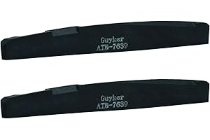 Guyker Acoustic Guitar Bone Bridge Saddle Nuts Replacement Parts Accessories for Acoustic Folk Guitar, 2 Piece, Black Lower String Pillow 76x3x9mm ATB-7639