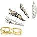 AnalysisyLove Mens Tie Bar Clip Gift Set of Gold Glasses, Black Beard & Pen, Silver Arrow & Feather for Jewelry Gift