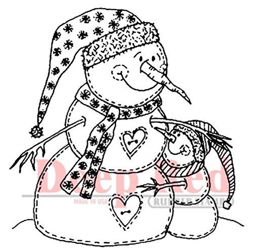 Deep Red Stamps Snowman Hugs Rubber Stamp