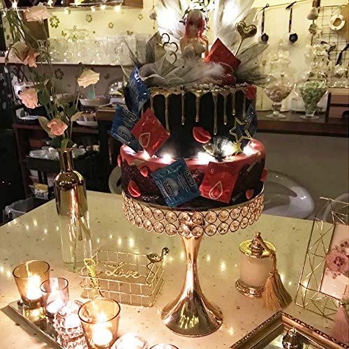 Cupcake Stands, 14 Set Metal Crystal Cake Holder Cupcake Stand Cake Dessert Holder with Pendants and Beads,Wedding Birthday Dessert Cupcake Pedestal Display, Gold USA STOCK (3, Gold-Mermaid)