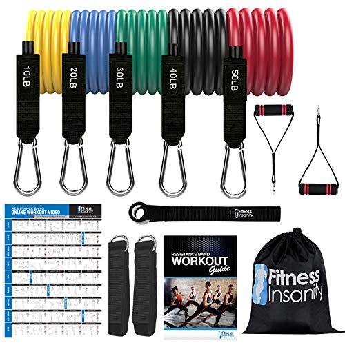 Fitness Insanity Resistance Bands Set 5-Piece Exercise Bands