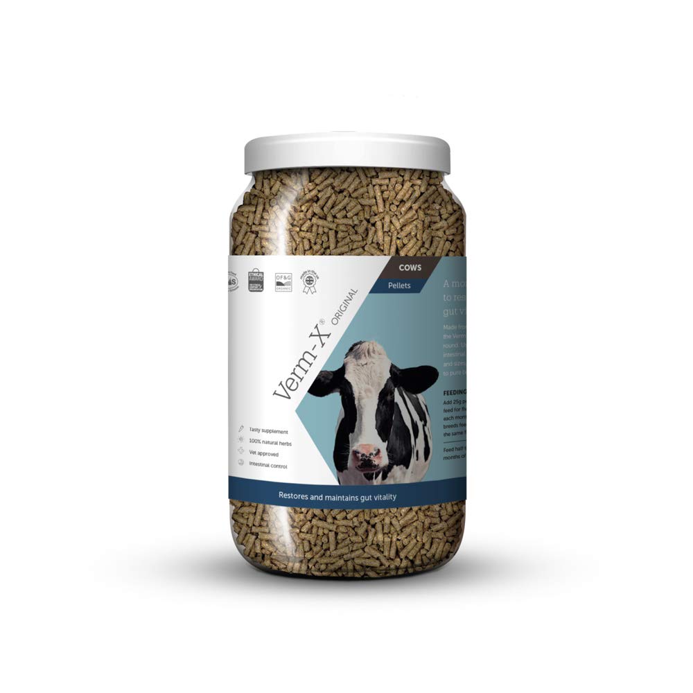 Verm-X Original All Natural Pellets for Cows. Approved for Use on Organic Farms. Supports Intestinal Hygiene. Vet Approved. Restores and Maintains Gut Vitality. Wormwood Free Recipe. — image 1